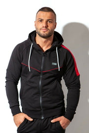ALEXANDER COBB Jacket Hoodie Zipper Super Soft Black & Red Cotton Hoody 5 - SexyMenUnderwear.com