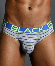 Andrew Christian Brief Black Collection Briefs Heat Striped Slip Gray 91156 35 - SexyMenUnderwear.com