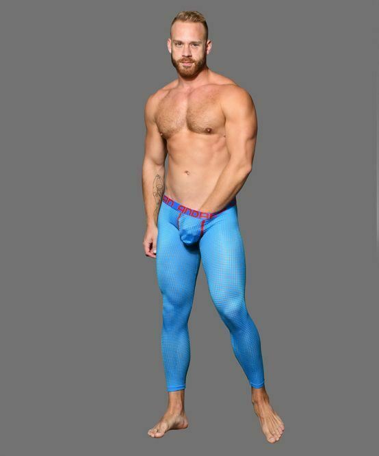 Andrew Christian Legging 4-Way Mesh Stretch Men Leggings Electric Blue 92307 67 - SexyMenUnderwear.com