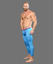 Andrew Christian Legging 4-Way Mesh Stretch Men Leggings Electric Blue 92307 67 - SexyMenUnderwear.com