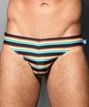 ANDREW CHRISTIAN Swim-Brief California Stripe Bikini Snuggle Swimwear 7820 10 - SexyMenUnderwear.com