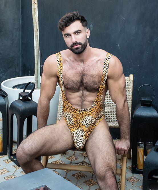 Andrew Christian Swimwear Thong-Bodysuit Unleashed Leopard Singlet Boykini 7943 - SexyMenUnderwear.com