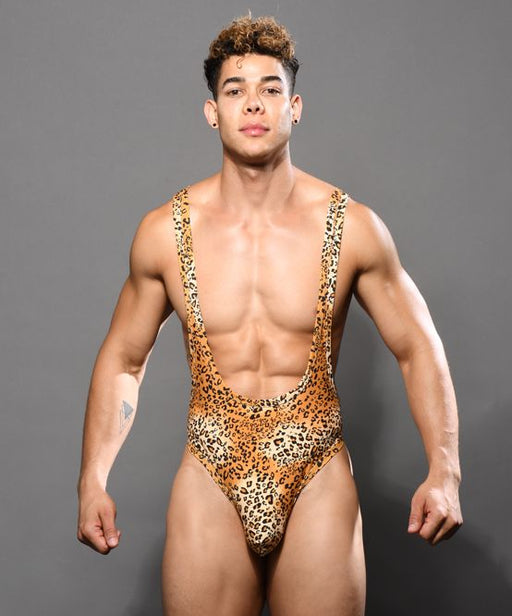 Andrew Christian Swimwear Thong-Bodysuit Unleashed Leopard Singlet Boykini 7943 - SexyMenUnderwear.com