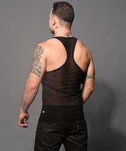 ANDREW CHRISTIAN Tank UNLEASHED Gold Fringe Sheer Stretch Tank Top 2883 80 - SexyMenUnderwear.com