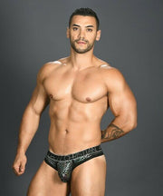 Andrew Christian Thong Disco Animal Tangas Enhancing Pouch Shiny Black 91016 31 - SexyMenUnderwear.com