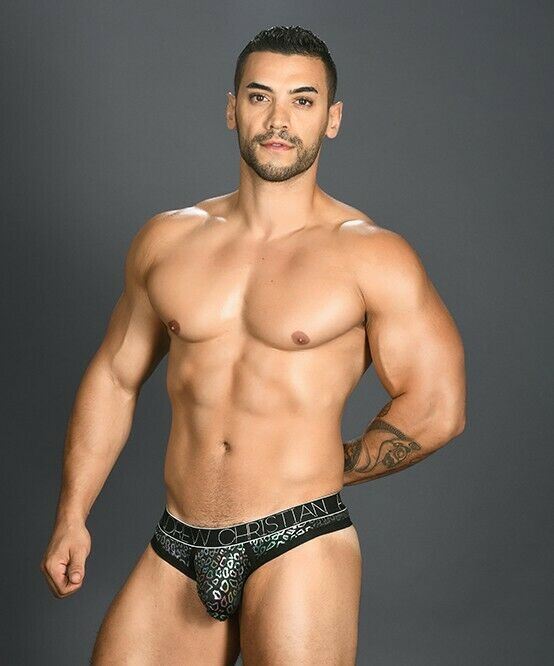Andrew Christian Thong Disco Animal Tangas Enhancing Pouch Shiny Black 91016 31 - SexyMenUnderwear.com