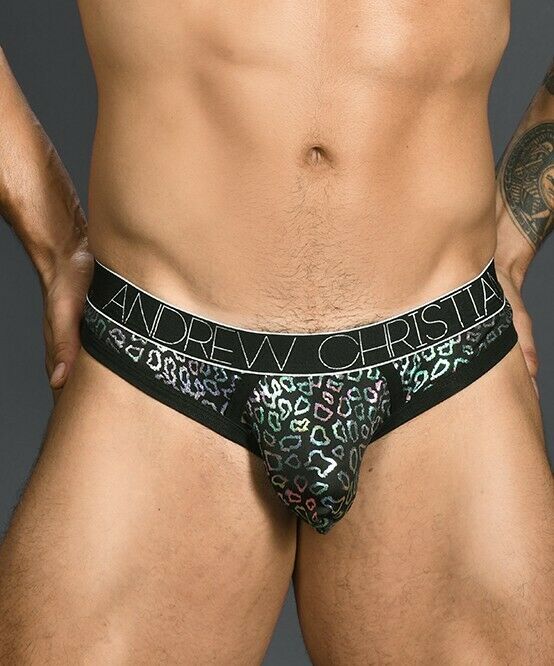 Andrew Christian Thong Disco Animal Tangas Enhancing Pouch Shiny Black 91016 31 - SexyMenUnderwear.com