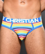 Andrew Cristian Brief Sunset Stripe Mesh Briefs Rainbow Fashion Slip 92061 32 - SexyMenUnderwear.com