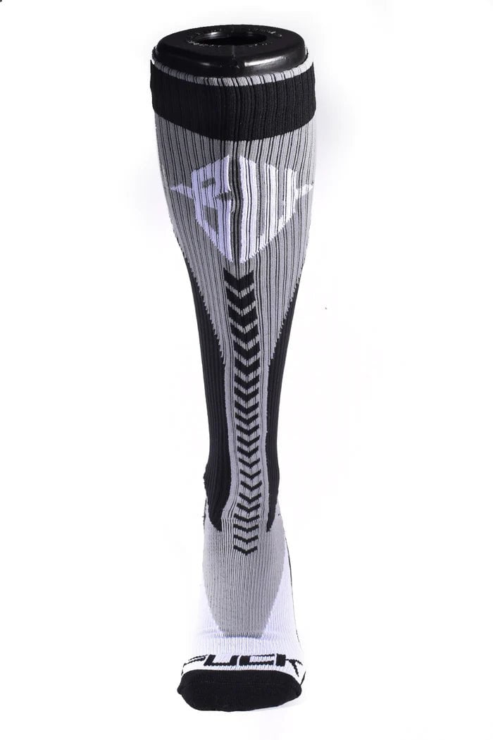 BreedWell AKIRA Knee-High Socks With Ribbed Chevron Stripe in Grey - SexyMenUnderwear.com