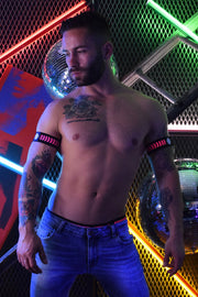BREEDWELL Armbands Nightcrawler Raised & Rubberized Chevron Design Neon Pink 20 - SexyMenUnderwear.com