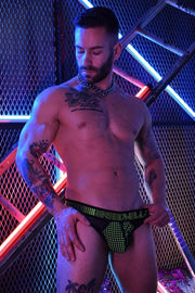 BREEDWELL Brief ManHole Collection Laser-Cut Mesh Panels Briefs Neon Green 15 - SexyMenUnderwear.com
