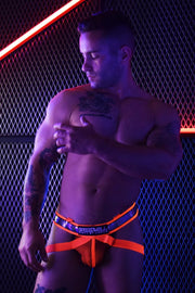 BREEDWELL Crossover UV Reflector Jockstrap High-End Foil Stripe Neon Orange 2 - SexyMenUnderwear.com
