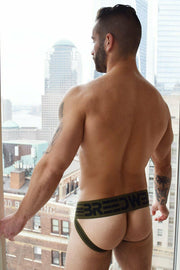 BREEDWELL CUMDUMP Jockstrap Old-School Woven Jock Classic Army Green 5 - SexyMenUnderwear.com