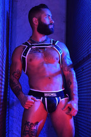 BREEDWELL HARNESS NEOGEAR SOFT FORM-FITTING NEOPRENE WHITE - SexyMenUnderwear.com