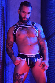 BREEDWELL HARNESS NEOGEAR SOFT FORM-FITTING NEOPRENE WHITE - SexyMenUnderwear.com