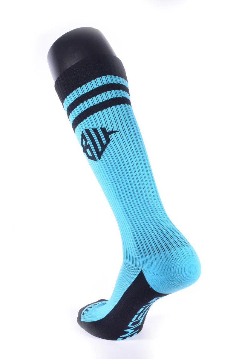 BREEDWELL High Knee Socks HEX Soft & Comfy UV Blacklight Long Sock Aqua - SexyMenUnderwear.com