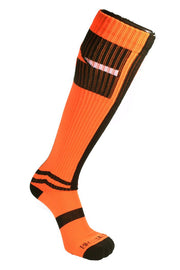 BREEDWELL Infinity Socks Ultra Luxurious Knee-High Sock Logo Stripes Orange Neon - SexyMenUnderwear.com