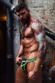 BREEDWELL Jock Hybred Lightweight Neoprene Knit Jockstrap in Neon Green - SexyMenUnderwear.com
