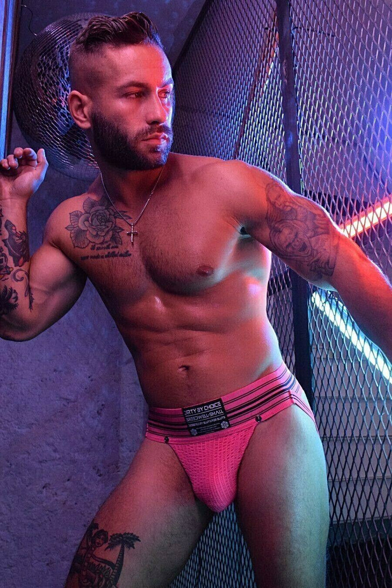 BREEDWELL Jock Old-School Woven 'CUMDUMP' Jockstrap Classic Comfy Pink 3 - SexyMenUnderwear.com