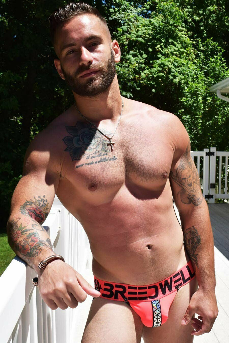 BREEDWELL Jocks Prism Blacklight Reflective Elastic Jockstraps Orange Neon 11 - SexyMenUnderwear.com