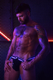 BREEDWELL Jockstrap KnockOut Metal-Drawcord Premium PVC Black Jock - SexyMenUnderwear.com