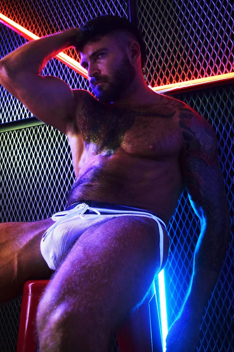 BREEDWELL Jockstrap KnockOut Premium PVC D-Ring White Jock - SexyMenUnderwear.com