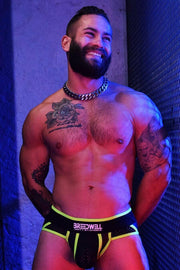 BREEDWELL Jockstrap Neoprene NEOGEAR Fetish Jock Pouch Mesh Green Neon 21 - SexyMenUnderwear.com