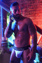 BREEDWELL Jockstrap Stretch-Mesh Pouch BreedCore 3D-Silicone Band White 28 - SexyMenUnderwear.com