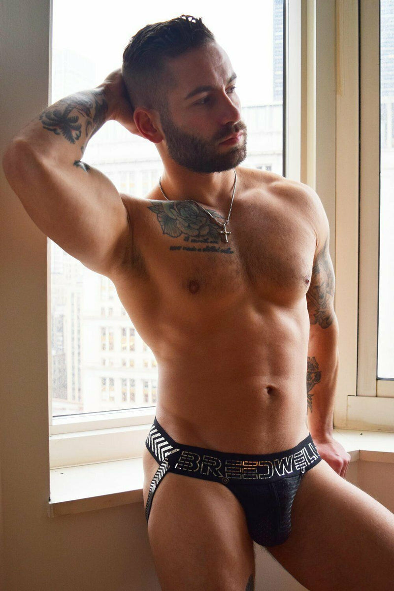 BREEDWELL Jockstraps Chevron Stretchy Sexy Jock Circuit Versatile Chrome 28 - SexyMenUnderwear.com