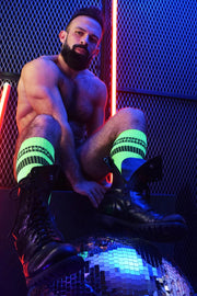 BREEDWELL Knee Socks LOGO Blacklight UV Reactive Green Neon Sock 14 - SexyMenUnderwear.com