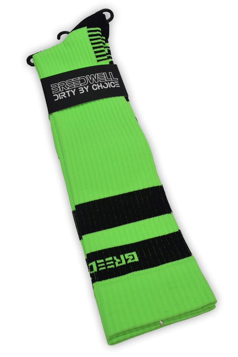 BREEDWELL Knee Socks LOGO Blacklight UV Reactive Green Neon Sock 14 - SexyMenUnderwear.com