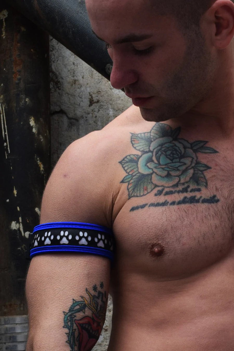 BREEDWELL PUPS POUNDTOWN ARMBAND LASER-CUT PAW PRINT - BLUE - SexyMenUnderwear.com