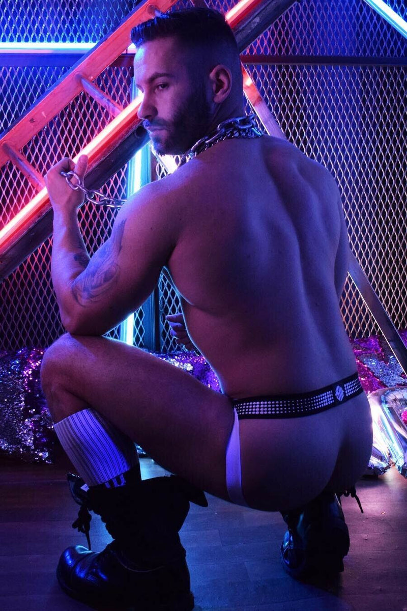 BREEDWELL Sexy Jock Manhole Collection Laser Cut Pouch Jockstrap White 18 - SexyMenUnderwear.com