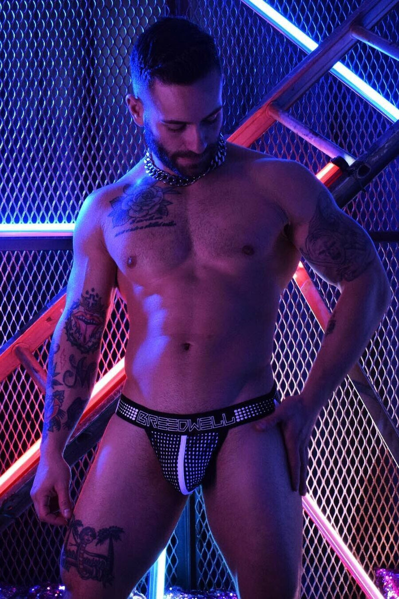 BREEDWELL Sexy Jock Manhole Collection Laser Cut Pouch Jockstrap White 18 - SexyMenUnderwear.com