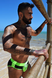 BREEDWELL Swim-Brief Cruiser 3d Logo Stripe Detail Mesh Panels Green Neon 10 - SexyMenUnderwear.com
