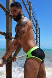 BREEDWELL Swim-Brief Cruiser 3d Logo Stripe Detail Mesh Panels Green Neon 10 - SexyMenUnderwear.com