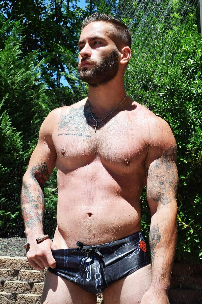 BREEDWELL Swimwear CHAINS Swim-Brief Black-Based Swimsuit Brazilian cut 10 - SexyMenUnderwear.com