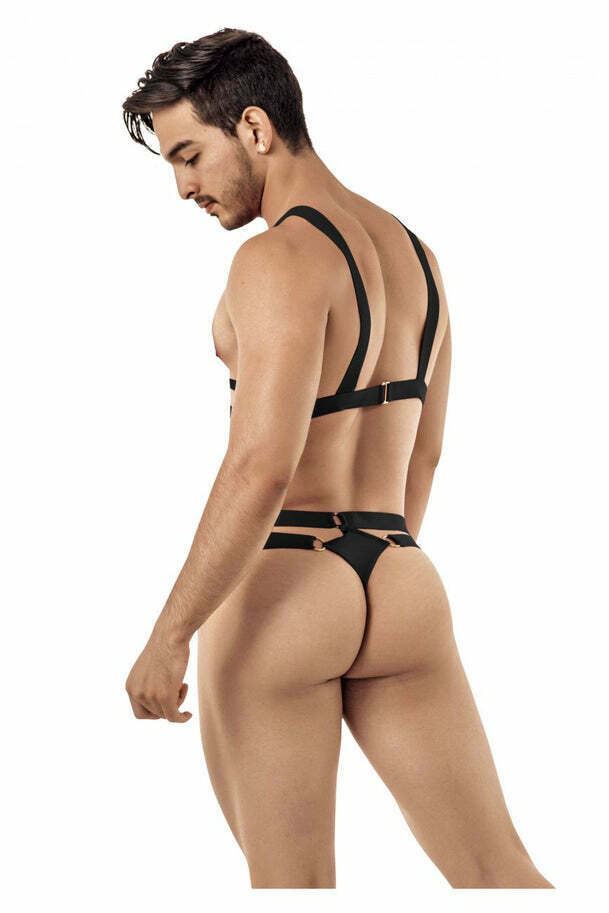 CANDYMAN Cage Harness Thong Stretchy Microfiber Black 99419 8 - SexyMenUnderwear.com