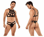 CANDYMAN Cage Harness Thong Stretchy Microfiber Black 99419 8 - SexyMenUnderwear.com