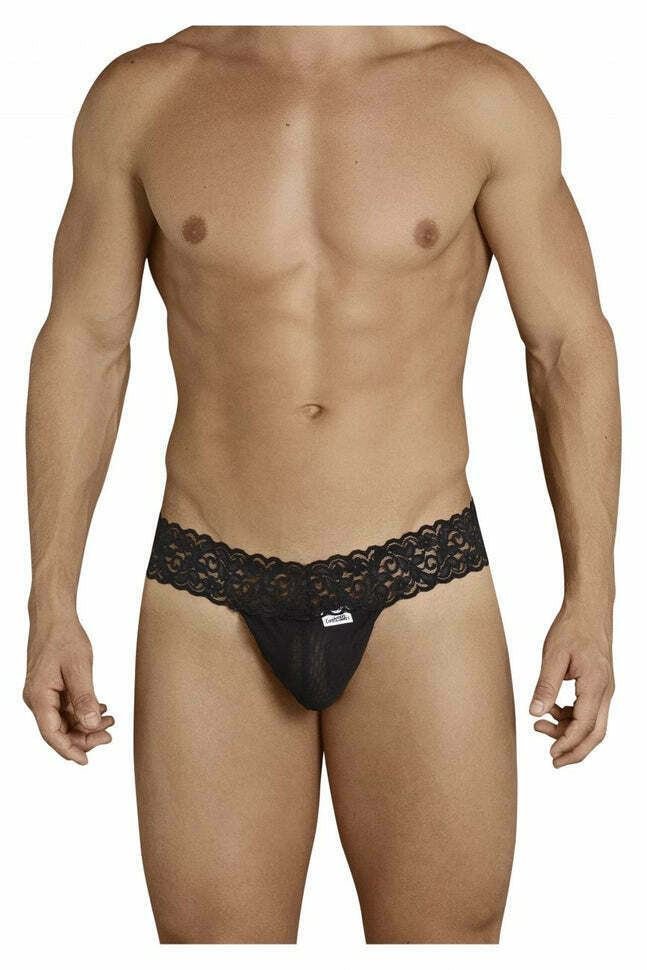 CANDYMAN Lace Thong Sexy Front Super Stretch Black 99370 6 - SexyMenUnderwear.com
