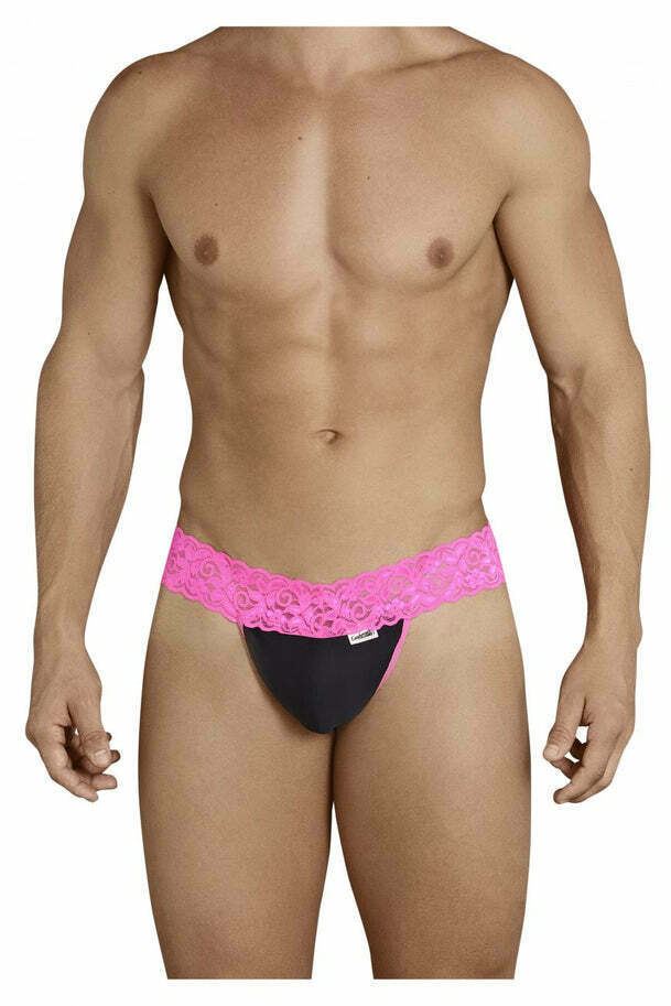 CANDYMAN Lace Thong Sexy Front Super Stretch Hot Pink 99370 6 - SexyMenUnderwear.com