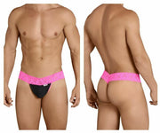 CANDYMAN Lace Thong Sexy Front Super Stretch Hot Pink 99370 6 - SexyMenUnderwear.com