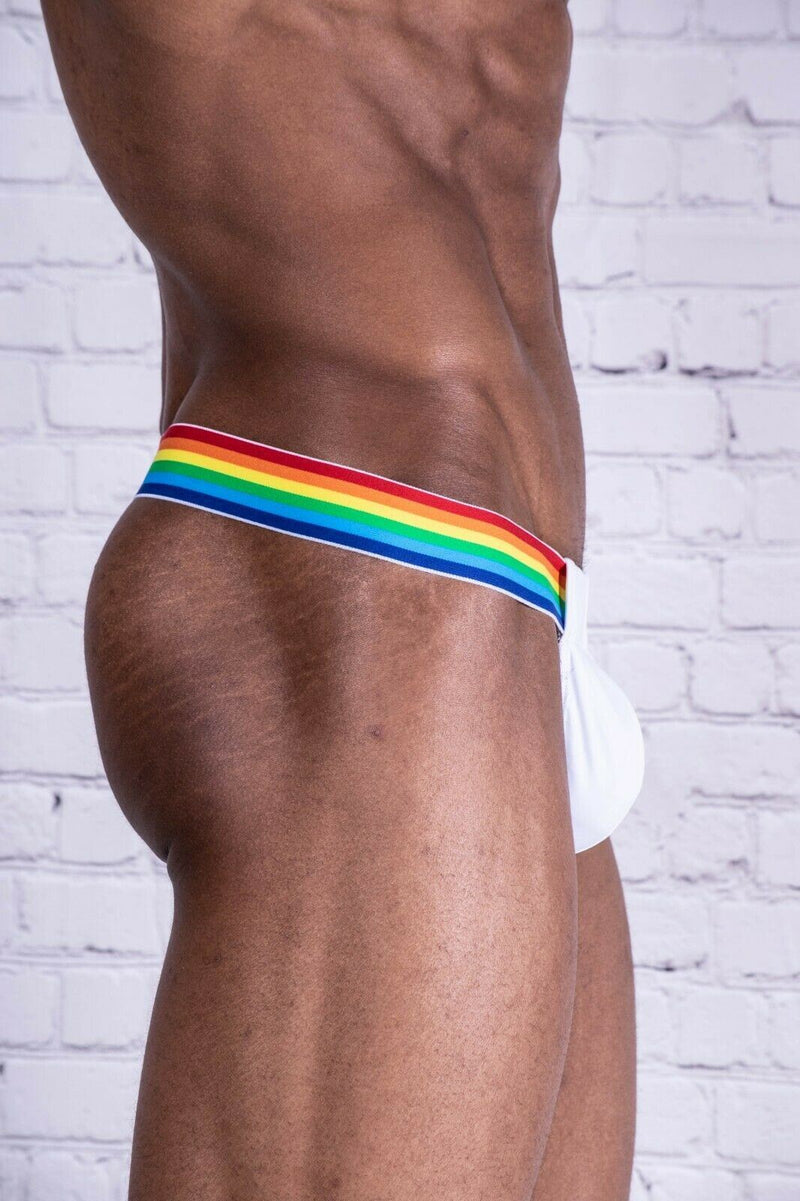 CandyMan Mens fashion lingerie string Thongs White 99374 2 - SexyMenUnderwear.com