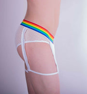 CandyMan Mens garther mini brief ! Slip jarretière pour homme White 99375 4 - SexyMenUnderwear.com