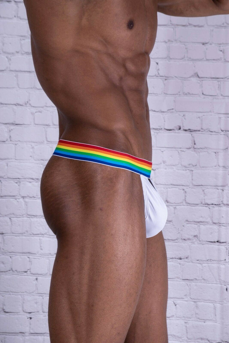 CandyMan Mens Thongs MicroFiber Roupa Interior Masculina White 99388 1 - SexyMenUnderwear.com