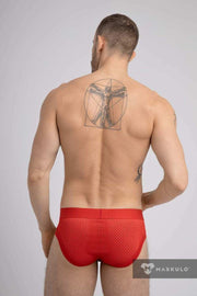Casual Briefs Classic MASKULO Breathable Microfiber Mesh Brief RED BR072-10 15 - SexyMenUnderwear.com