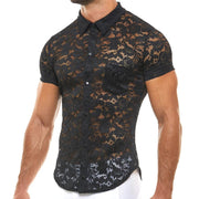 Chemise Modus Vivendi Floral Lace Shirt SemiTransparent Seductive Black 04141 48 - SexyMenUnderwear.com