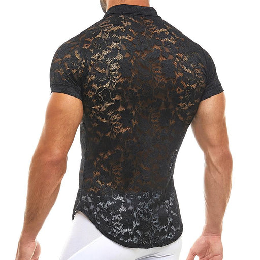 Chemise Modus Vivendi Floral Lace Shirt SemiTransparent Seductive Black 04141 48 - SexyMenUnderwear.com