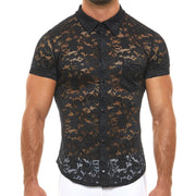 Chemise Modus Vivendi Floral Lace Shirt SemiTransparent Seductive Black 04141 48 - SexyMenUnderwear.com