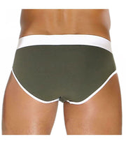 Clasic Briefs ''TOF PARIS ALPHA" Stretchy Cotton Jersey Khaki-White 30 - SexyMenUnderwear.com